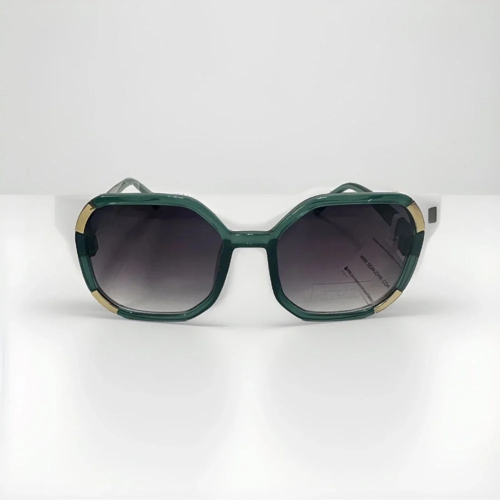 Sean John Emerald Green Vintage Retro Style Sunglasses w/ Gradient UV Lenses NWT
